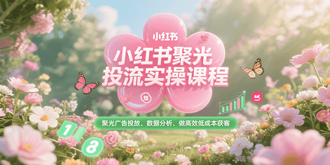 小红书聚光投流实操课程，聚光广告投放、数据分析、做高效低成本获客-雅芽云网创