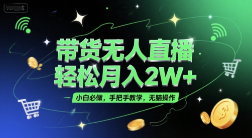 带货无人直播，轻松月入2W+，小白必做，手把手教学，无脑操作(附学习资料)-雅芽云网创