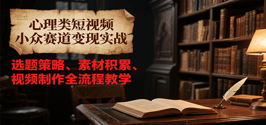 心理类短视频小众赛道变现实战，选题策略、素材积累、视频制作全流程教学-雅芽云网创
