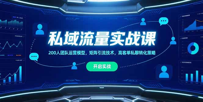 私域流量实战课，200人团队运营模型，矩阵引流技术，高客单私聊转化策略-雅芽云网创