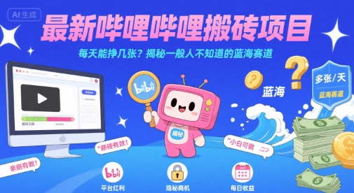最新哔哩哔哩上B站搬砖项目,每天能挣几张?揭秘一般人不知道的蓝海赛道-雅芽云网创