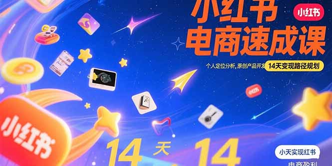 小红书虚拟电商速成课：个人定位分析，原创产品开发，14天变现路径规划-雅芽云网创