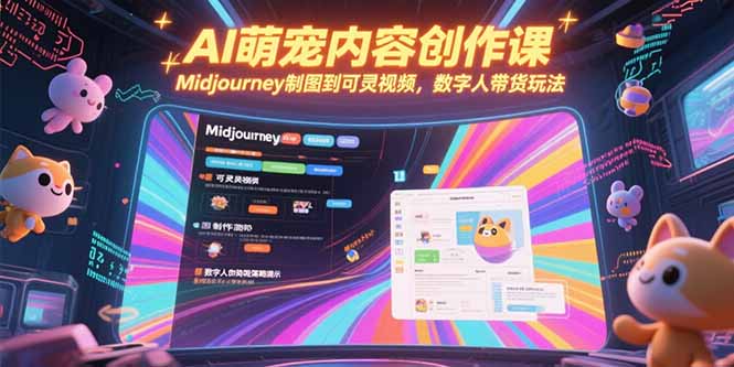 AI萌宠内容创作课，Midjourney制图到可灵视频，数字人带货玩法-雅芽云网创
