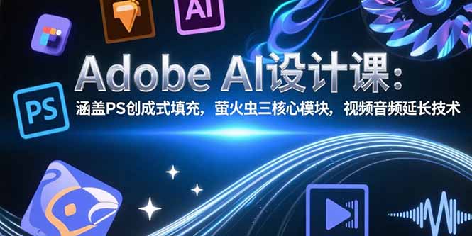 Adobe AI设计课：涵盖PS创成式填充，萤火虫三核心模块，视频音频延长技术-雅芽云网创