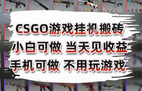 CSGO游戏挂G搬砖，小白纯手机即可操作，不用电脑打游戏，日入3张+，副业网创项目【揭秘】-雅芽云网创