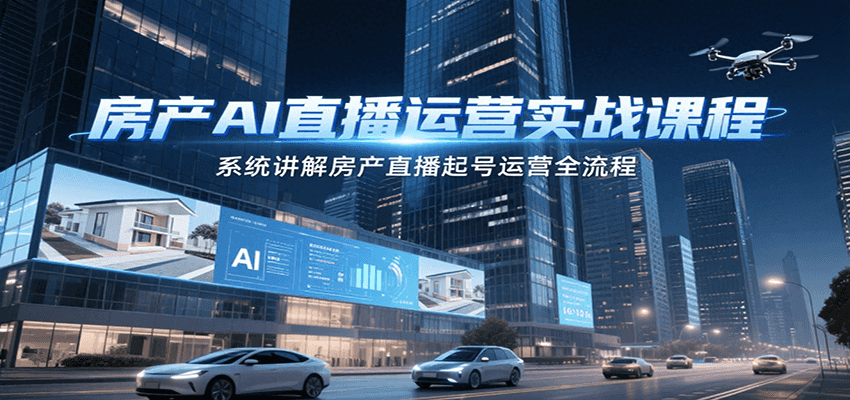 房产AI直播运营实战课程，系统讲解房产直播起号运营全流程-雅芽云网创