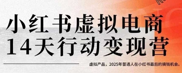 小红书虚拟电商14天变现训练营，虚拟产品，2025年普通人在小红书最后的搞钱机会-雅芽云网创