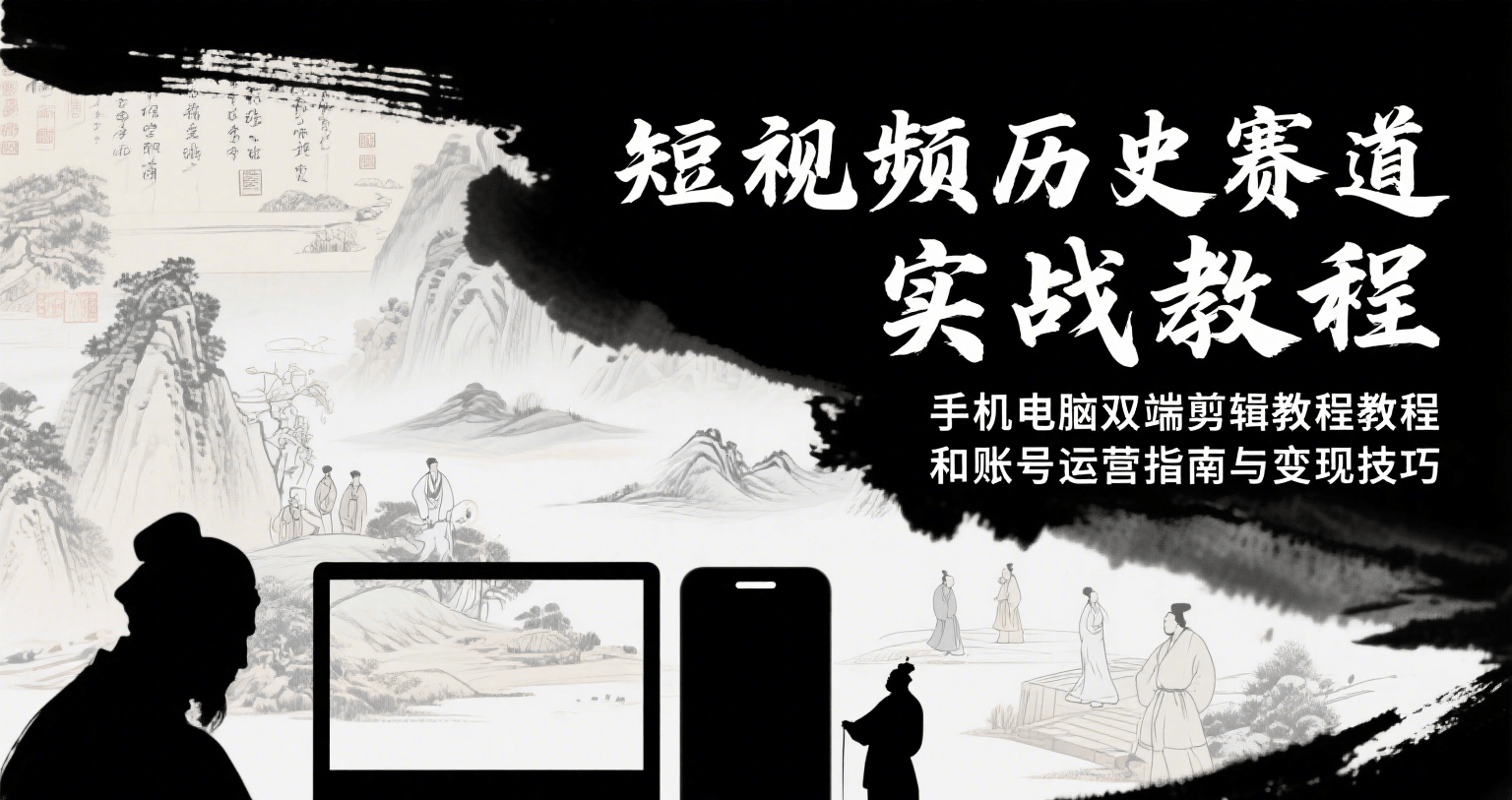 短视频历史赛道实战教程,手机电脑双端剪辑教程和账号运营指南与变现技巧-雅芽云网创