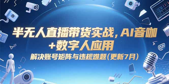半无人直播带货实战，AI音咖+数字人应用 解决账号矩阵与违规难题(更新7月-雅芽云网创