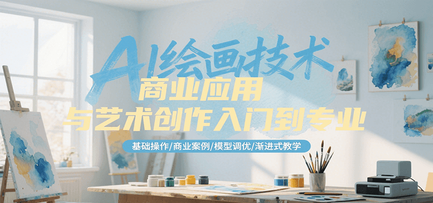 AI绘画技术商业应用与艺术创作入门到专业，基础操作/商业案例/模型调优/渐进式教学-雅芽云网创