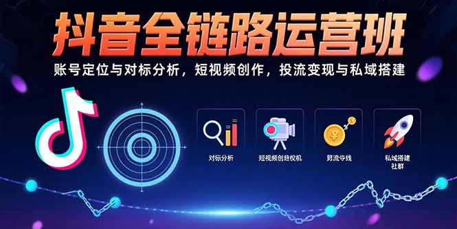 抖音全链路运营班:账号定位与对标分析,短视频创作,投流变现与私域搭建-雅芽云网创