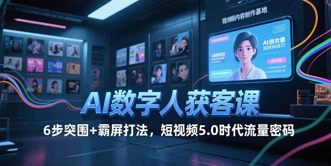 AI数字人获客课，6步突围+霸屏打法，短视频5.0时代流量密码-雅芽云网创