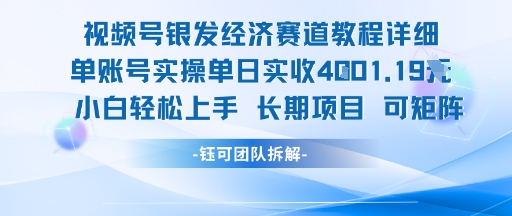 视频号银发经济赛道单账号实操单日实收1k+，小白轻松上手长期项目-雅芽云网创