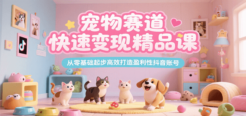 宠物赛道快速变现精品课，从零基础起步高效打造盈利性抖音账号-雅芽云网创
