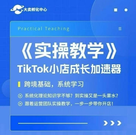 大卖家孵化中心TikTok实操课，TikTok小店成长加速器，跨境基础系统学习，一步一步带你开店-雅芽云网创