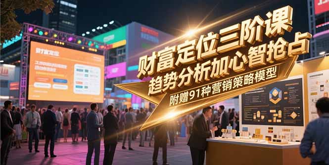 财富定位三阶课,趋势分析加心智抢占,附赠91种营销策略模型-雅芽云网创