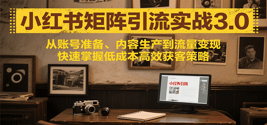 小红书矩阵引流3.0，从账号准备、内容生产到流量变现，快速掌握低成本高效获客策略-雅芽云网创