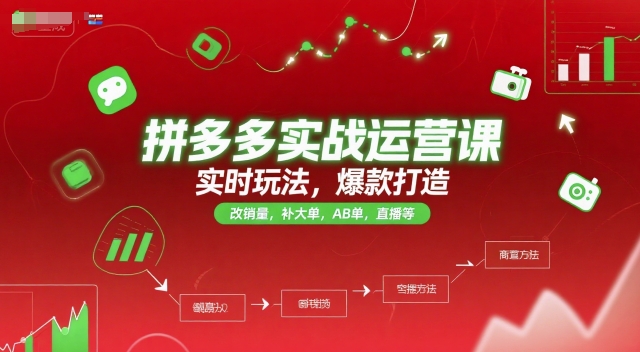 拼多多实战运营课，实时玩法，爆款打造，改销量，补大单，AB单，直播等(更新2025月)-雅芽云网创