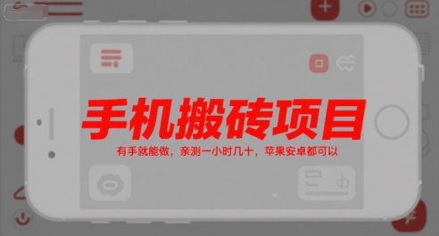 手机搬砖项目,有手就能做,亲测一小时几十,苹果安卓都可以-雅芽云网创