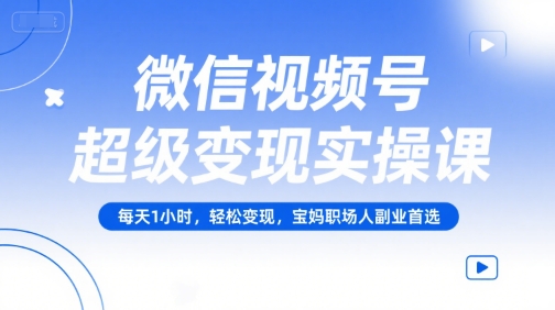微信视频号超级变现实操课,每天1小时,轻松变现,宝妈职场人副业首选-雅芽云网创