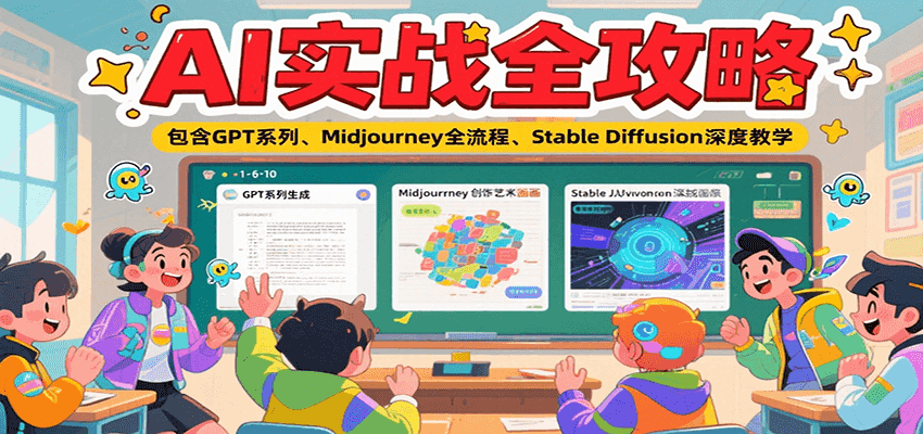 AI实战全攻略，包含GPT系列、Midjourney全流程、Stable Diffusion深度教学-雅芽云网创