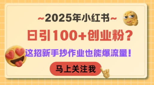 2025年小红书日引100+创业粉？这招新手抄作业也能爆流量！-雅芽云网创